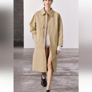 Zara ZW Collection Straight Cut Gabardine Trench Coat Sz-M